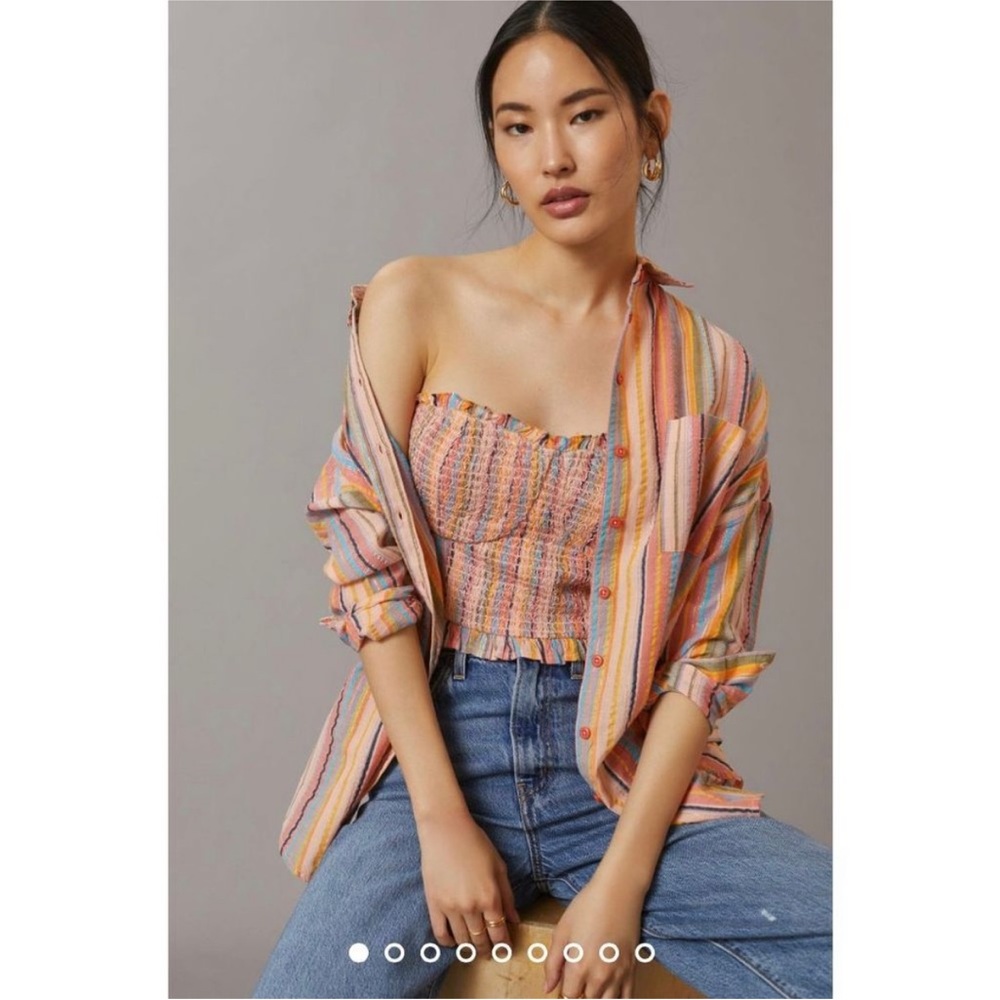 New Anthropologie Rainbow Smocked Top